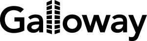 The word "Galloway" in black text, with the "ll" stylized as a building made of geometric shapes, resembling windows on a skyscraper. The word "Galloway" in black text, with the "ll" stylized as a building made of geometric shapes, resembling windows on a skyscraper.