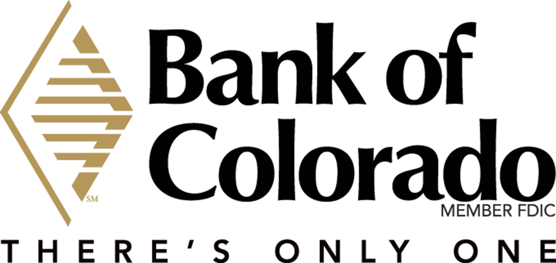 Bank of Colorado logo with geometric gold emblem on left, black text "Bank of Colorado MEMBER FDIC" to the right, and tagline "THERE'S ONLY ONE" at the bottom. Bank of Colorado logo with geometric gold emblem on left, black text "Bank of Colorado MEMBER FDIC" to the right, and tagline "THERE'S ONLY ONE" at the bottom.